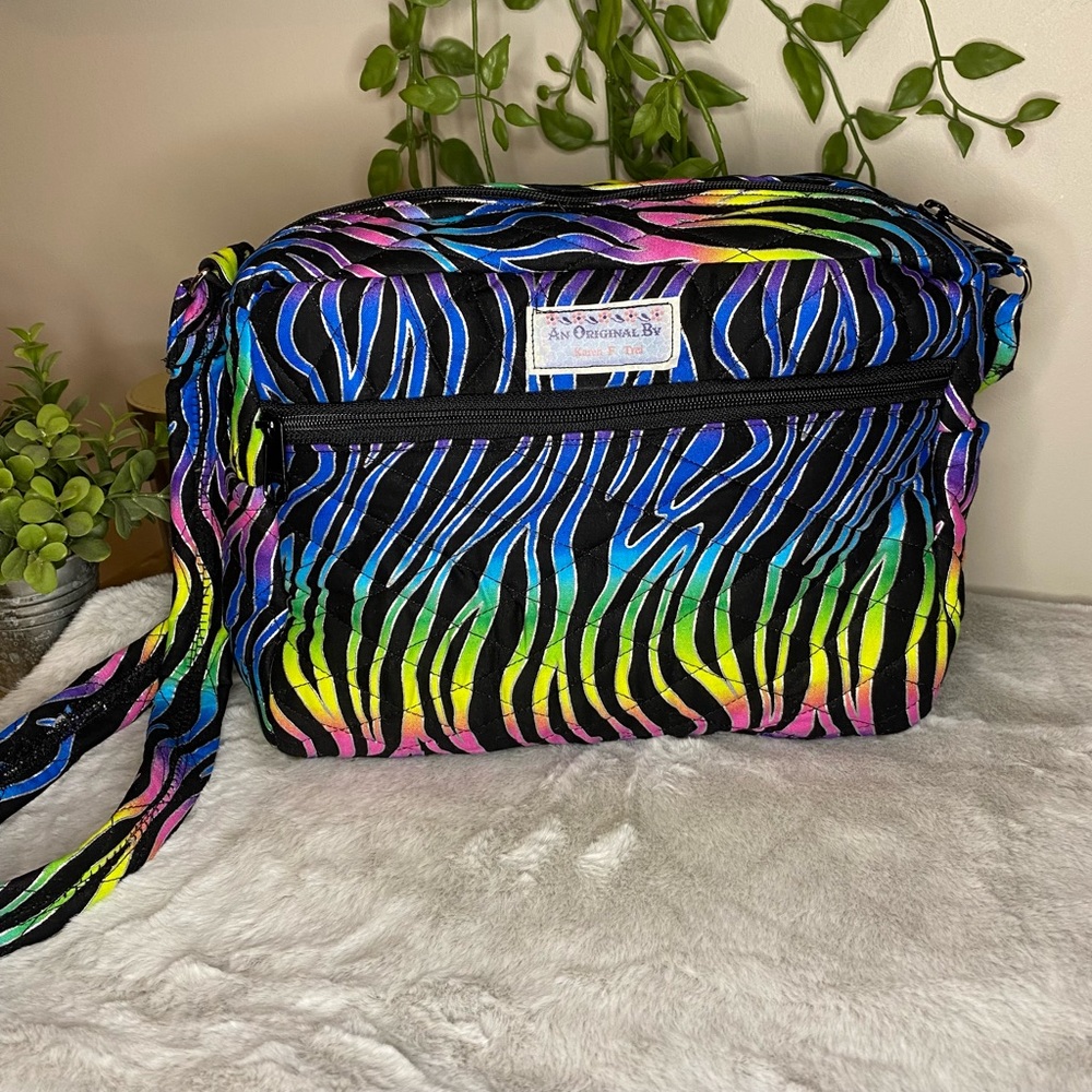 Rainbow Zebra Print Shoulder Purse-100% Durable Cotton